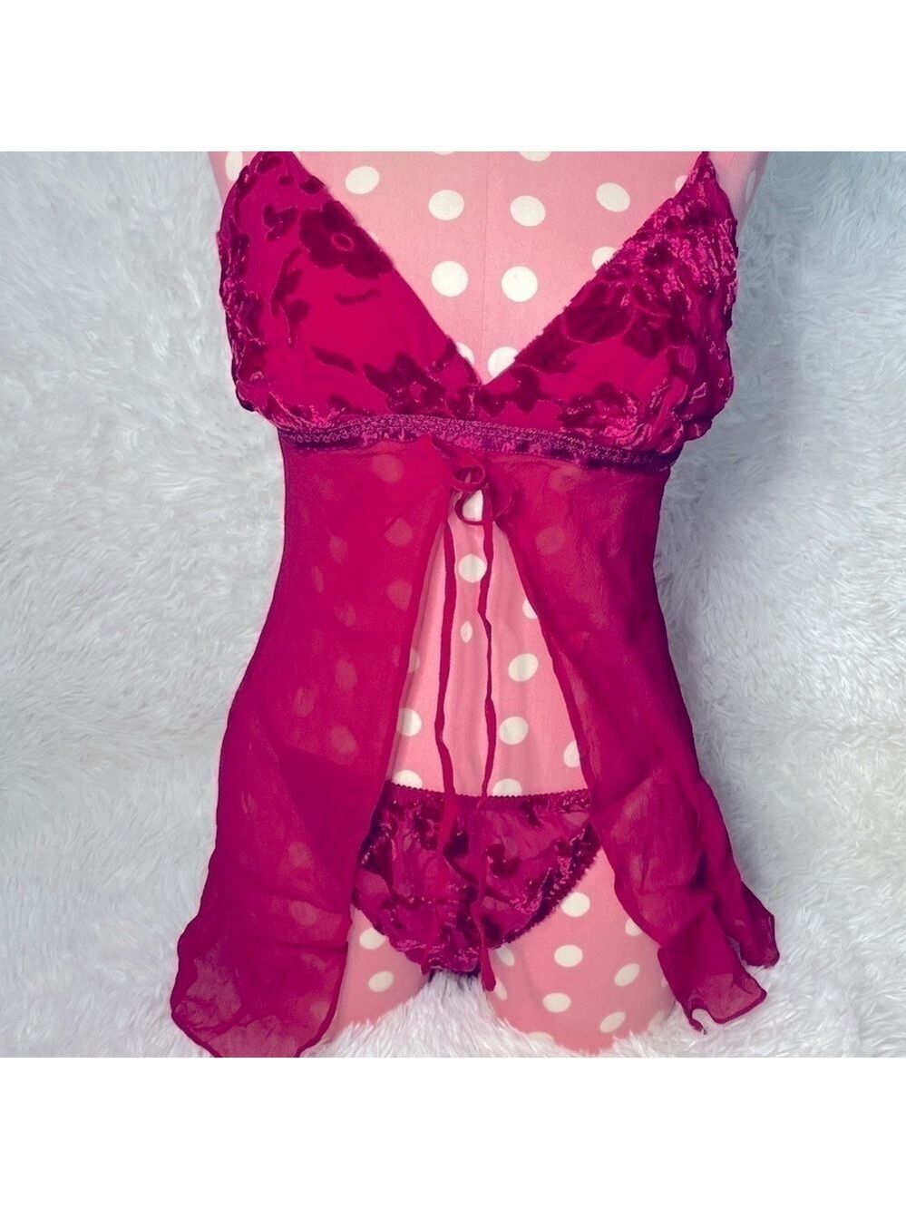 Victoria’s Secret Vintage 90’s silk & Velvet sheer fly away cami w/ panty